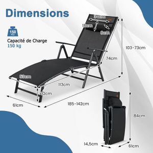 Chaise Longue Piscine Aqua Ultra Résistante 2 Personnes – Bleu Marine/Rayures Blanches 162x135 Cm