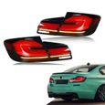 2 FEUX ARRIERE LED 3D LOOK M5 CS POUR BMW SERIE 5 F10 DE 2010 A 2017 ROUGE ET NOIR-0