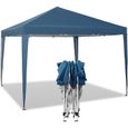 WOLTU Tonnelle de Jardin, Tente Pliante, Protection du Soleil UV 50+, Facile à Installer Hauteur Réglable 3x3m, Bleu-0