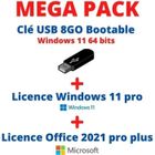 PASHASHOP Pack USB Bootable - Microsoft - Windows 11 Pro - 8 Go - Licence Office 2021 Pro Plus - Installation facile