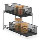 Relaxdays Organiseur Placard Cuisine 2 Corbeilles Coulissantes - Métal Argenté, 32x19x35,5 Cm