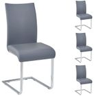 IDIMEX Lot de 4 chaises de salle à manger ALADINO piètement chromé revêtement synthétique gris