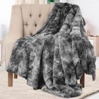 LITREVE Plaid Couverture en Fausse Fourrure 160x200cm Plaid en Peluche Plaid Polaire Gris Poil Long Douce et Confortable Plaid Canapé