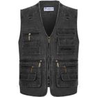 ZEWOW Gilet Exterieur Veste Sans Manches Multi-Poches Pour Homme Col V Sport Voyage Photographie Pêche - Noir