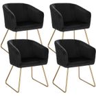 WOLTU Lot de 4 Chaise de Salle à Manger Siège en Velours Chaise de Cuisine Pieds en métal doré fauteuil de Salon,Noir