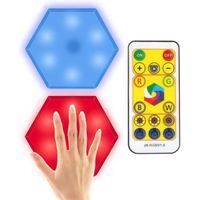 AuTech® DIY RGB Applique Murale Hexagonal Assemblée Tactile LED Touch Sensitive Sans Fil Veilleuse - 2PCS + 1 Télécommande