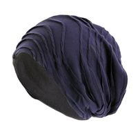 Casquette,Bonnets de chimio de couleur unie pour hommes et femmes, Turban extensible pour perte de cheveux, - Type Marine Bleu