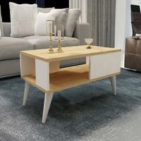 Table basse Ludvika avec espace de rangement 40 x 90 x 45 cm effet chêne - blanc [en.casa]