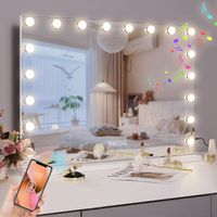 FENCHILIN Hollywood Miroir de Maquillage, Smart Bluetooth / USB Charge / 10x Loupe / Trois Modes de Gradation, 80cm * 58cm Blanc