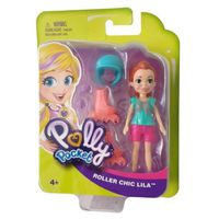 Mattel Polly Pocket Doll GCY39 Roller Chic Violet avec rollers, poupée de collection