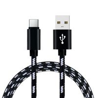 Câble Chargeur USB-C Renforcé Design Nylon Tressé Charge et Synchro Data Xiaomi, Samsung, Honor, Oppo, Universel, Type-C Noir 2m