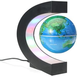 bleu Senders Globe flottant avec lumières LED en forme de C en lévitation magnétique pour décoration de bureau 