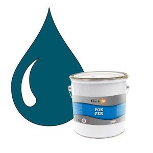 PEINTURE - VERNIS POK FER : Peinture glycéro Fer Antirouille métaux 2,5L - RAL 5009 Bleu azur