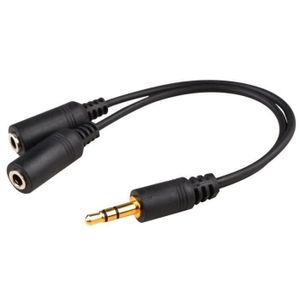 Câble Répartiteur Audio Y Jack 3.5mm - 1 Fiche Mâle Vers 2 Prises Femelles - 20cm - Marque Seronik - Neuf