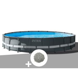 PISCINE Piscine tubulaire INTEX Ultra XTR Frame ronde 6,10 x 1,22 m - Filtre à sable - Gris foncé