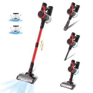 Aspirateur balai sans sac 2 en 1 gris et rouge homday 2025