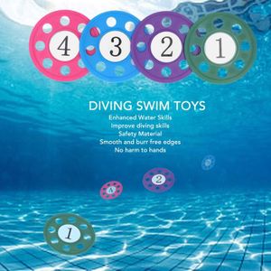 LUNETTES DE NATATION Jouets de piscine sous-marine 4 pièces formation de plongée jouets de natation forme ronde grand nombre jeu de lancer Chengqi01
