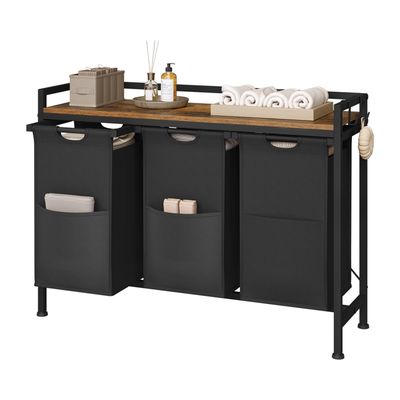 Panier à Linge Tota Trio Luxe Joseph Joseph 90 Litres Noir - Design à Compartiments, Plastique, Dimensions 73.5x60.8x40.6 Cm