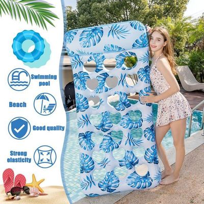 Matelas Gonflable LanBlu – Bouée Piscine Adulte Thème Marin Avec Porte-gobelets, 205×150 Cm