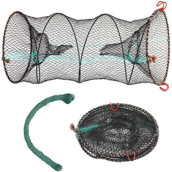 Piège à filet de pêche plié Appât à fermeture éclair portable pour  crevettes écrevisses Crabe Appâts Pêche Filet Tackle
