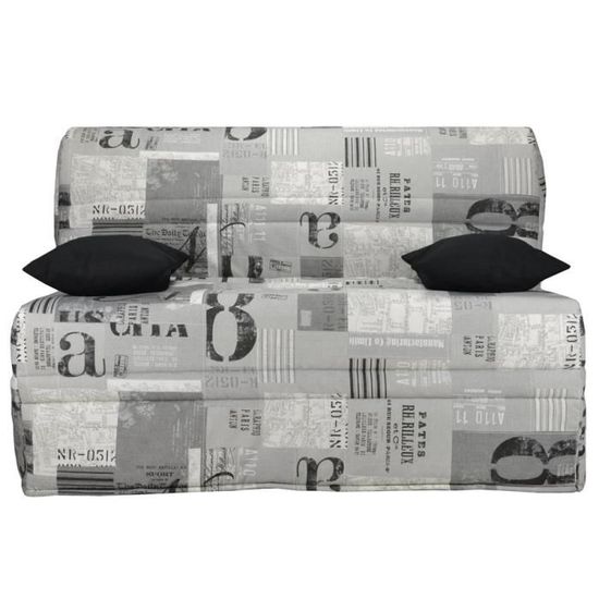 Canape Bz Gris Et Noir Dordogne Sans Tiroir L 143 X P 97 X H 89 Cm
