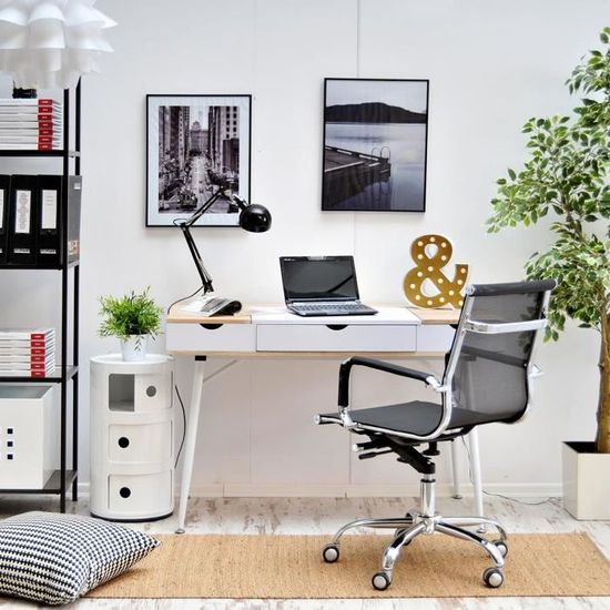 Bureau scandinave / Bureau design - VISBY - 120 cm - blanc / effet ...
