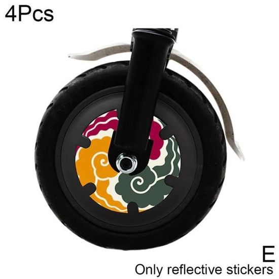 Autocollant Réfléchissant Pour Scooter électrique - Décoration De Sécurité Nocturne, Imperméable, Pour Moyeu De Roue - Lot Motifs Couleurs - 2