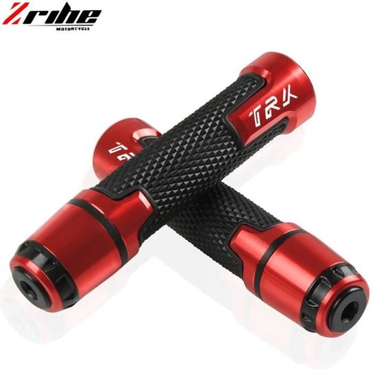 Poignées De Guidon Universelles Moto - 22/24-25 Mm, Caoutchouc TPE Antidérapant - Couleur Gun Rouge - Compatible KSR Et Autres