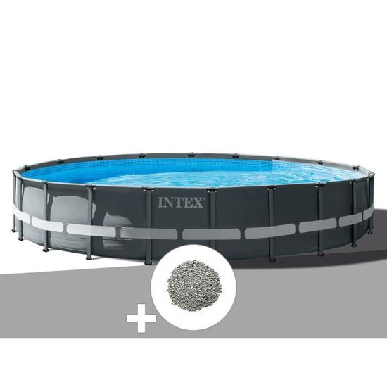 Piscine tubulaire INTEX Ultra XTR Frame ronde 6,10 x 1,22 m - Filtre à sable - Gris foncé
