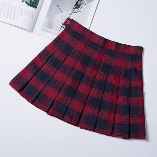 Jupe Plissée écolière à Carreaux Avec Short Intégré - Taille élastique - Pour Fille 5-14 Ans - Style Uniforme Scolaire