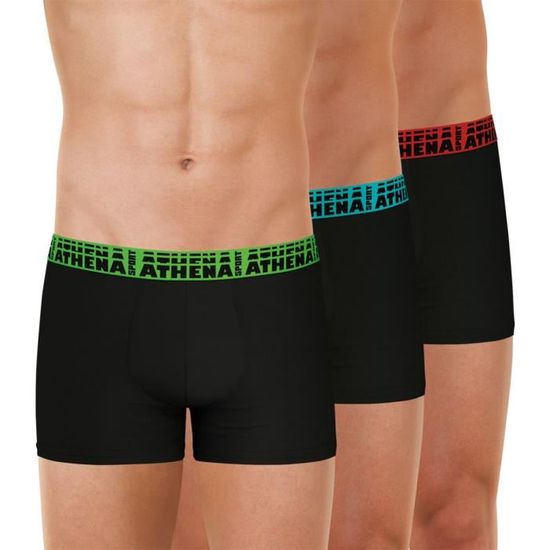 Boxers ATHENA Easy Sport Noir Noir Noir Lot de 3 Noir noir noir Cdiscount Pret a Porter