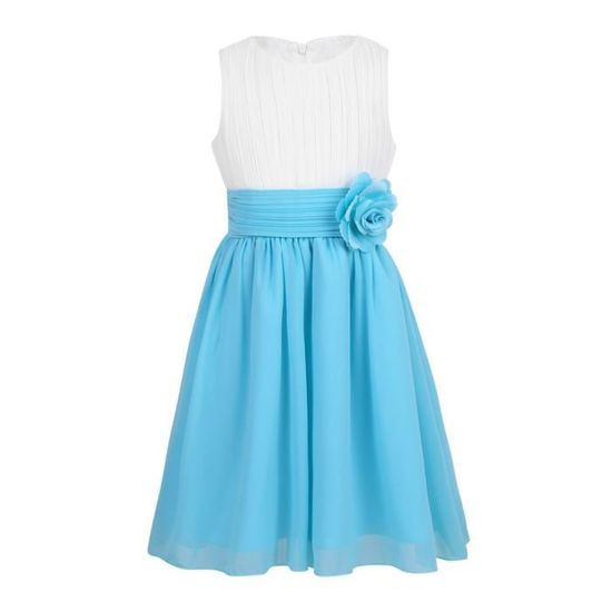 Robe Fille Bleu Mousseline Superposée - Pour Fête, Mariage, Noël - Taille 5-6 Ans - Occasion