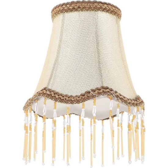 Abat-jour Victorien Soie Crème - Style Downton Abbey, Franges Et Glands, Neuf