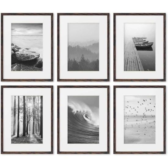 Cadre Photo Bois 30x40 Cm Wyewye - Noir Avec Passe-Partout - Verre Acrylique Anticasse