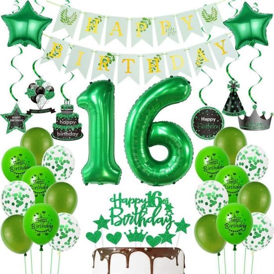 16 Anniversaire Garçon Fille Décoration Ballon 16.anniversaire Or