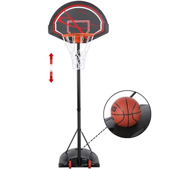 Yaheetech Panier de Basket sur Pied Extérieur/Intérieur Panier de Basket-Ball Mobile Hauteur Réglable 170 cm à 230 cm
