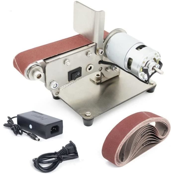 Mini Ponceuse à Bande Électrique Ejoyous - 4500-9000 Tr/min, Angle Réglable 0-65°, 10 Bandes Abrasives Incluses