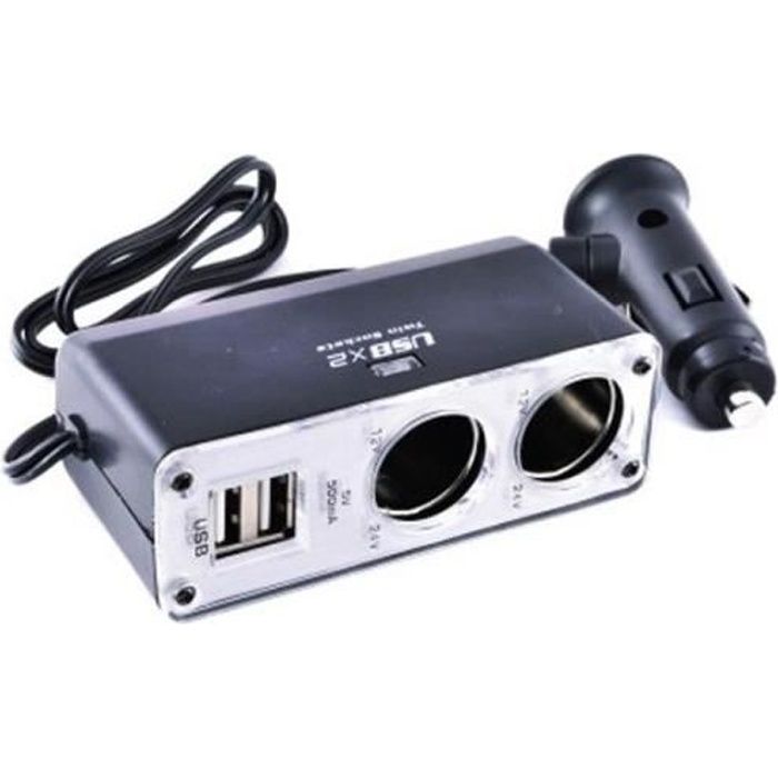 Double prise allume cigare / 2 prises et 2 ports USB