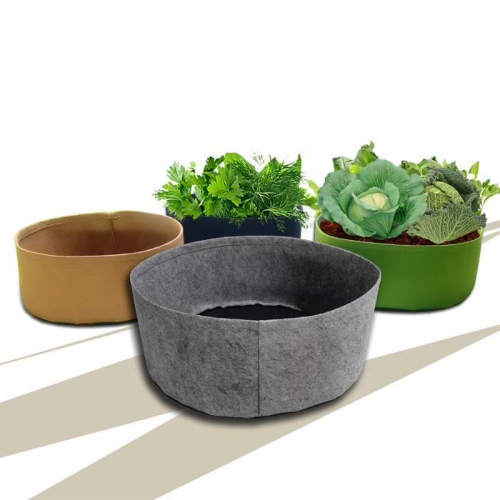 PAN® 4 Pack 50*20㎝ Sacs de Culture Étoffe Tissée Sacs de Plantation Pots d'aération sans Poignées Noir