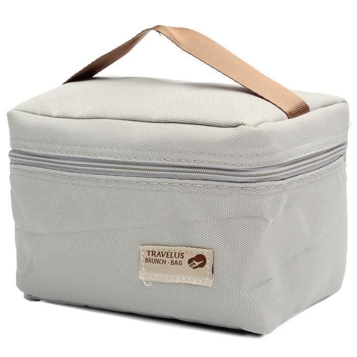 UK Sac Repas Isotherme Glacière Imperméable Goûter Déjeuner Pique-nique Pochette Gray Gr31731
