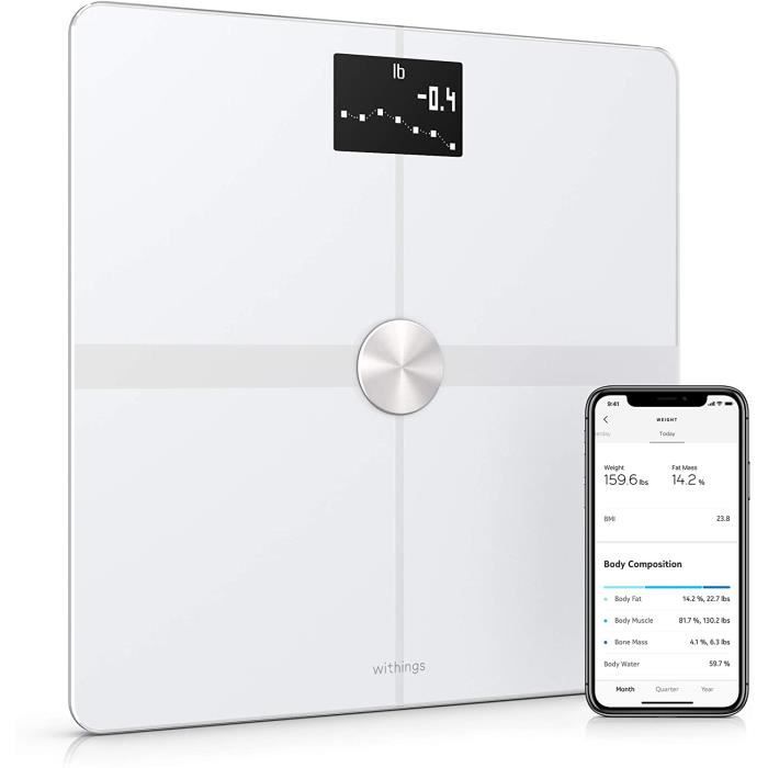 Withings Body+ - Balance Connectée WiFi et Bluetooth avec Analyse de la Composition Corporelle (Poids, Masse Grasse/Musculaire/Osseu