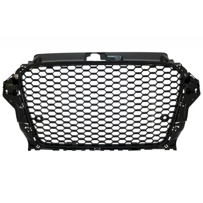Calandre Badgeless pour AUDI A3 8V 12-16 RS3 Design Piano Black PDC Supports