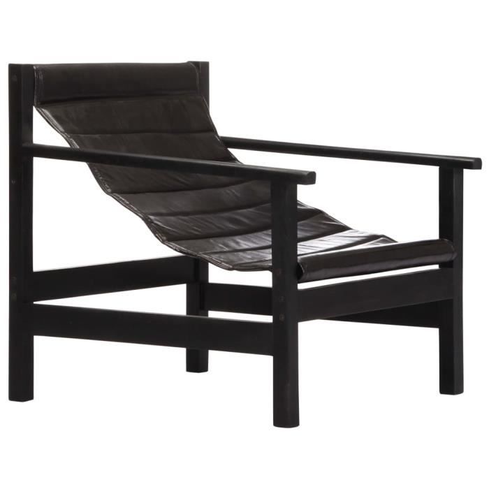 Superbe Luxueux :52548: Fauteuil Relaxation - Fauteuil Relax - Fauteuil Salon Noir Cuir véritable