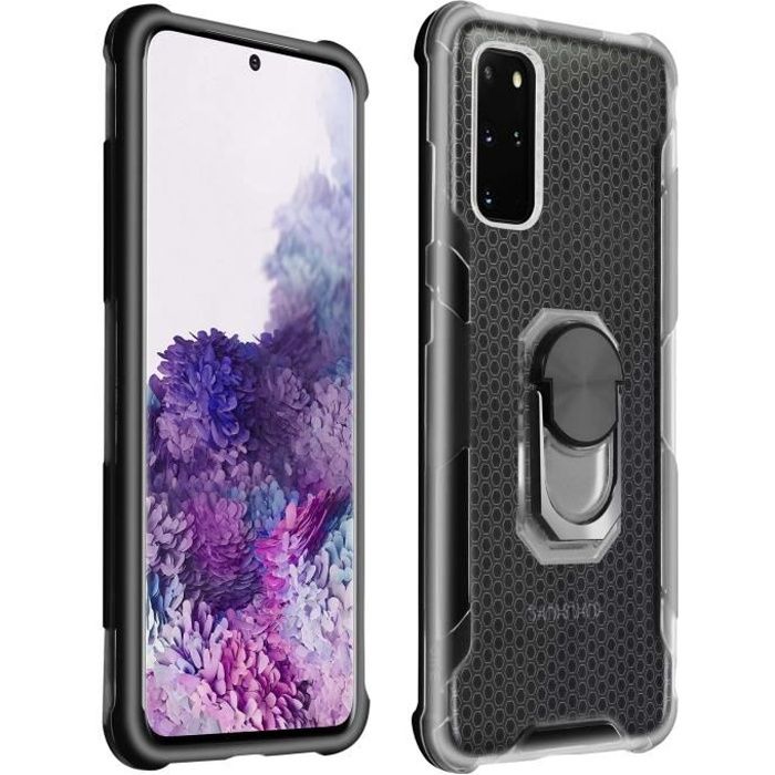 Coque Samsung Galaxy S20 Plus Hybride Contour Bumper Amovible Bague noir Noir