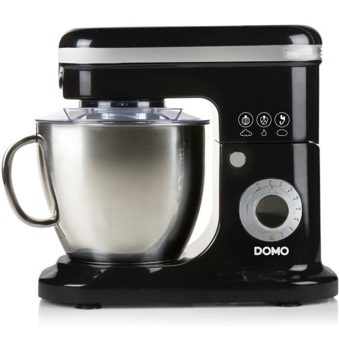 DOMO Robot pâtissier DO1023KR Bol mélangeur de 6 l en inox brossé avec poignée - Noir
