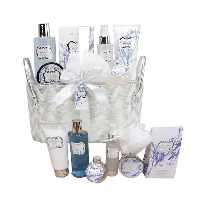 Gloss - Coffret de bain pour femme - Corbeille argentée incluant une brume corporelle - Fleurs de coton