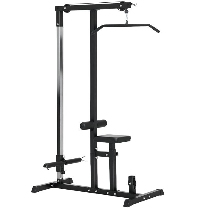 Station de musculation pour tirage poitrine - lat pulldown machine avec bande de résistance - banc de musculation - acier PVC noir