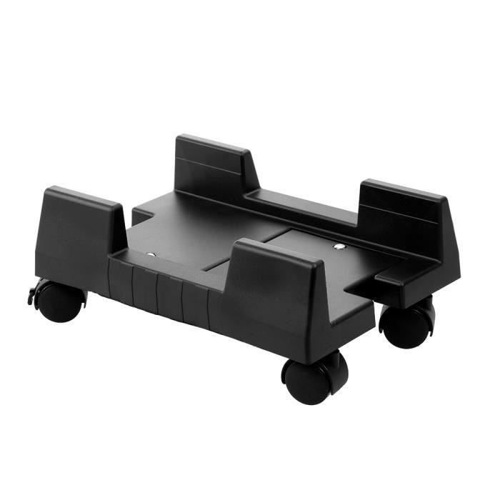 Support pour ordinateur de bureau mobile Roues roulantes Support de tour de PC à largeur réglable (Noir)