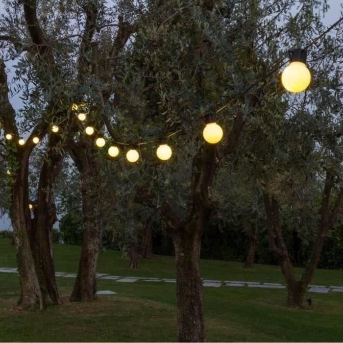 LOTTI Guirlande guinguette extérieure - 12 ampoules G50 LED - Blanc chaud - 8 mètres