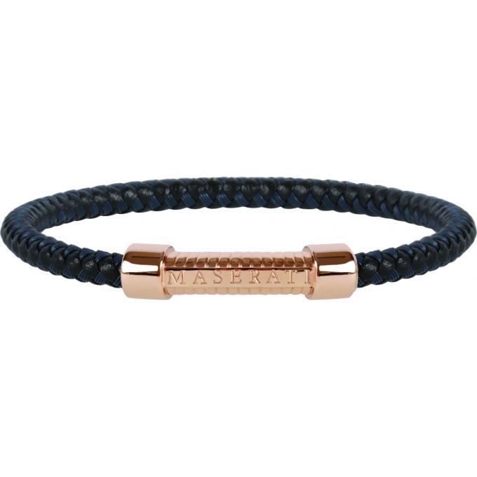 bracelet maserati jm416aik19 - bracelet cuir tressé bleu homme